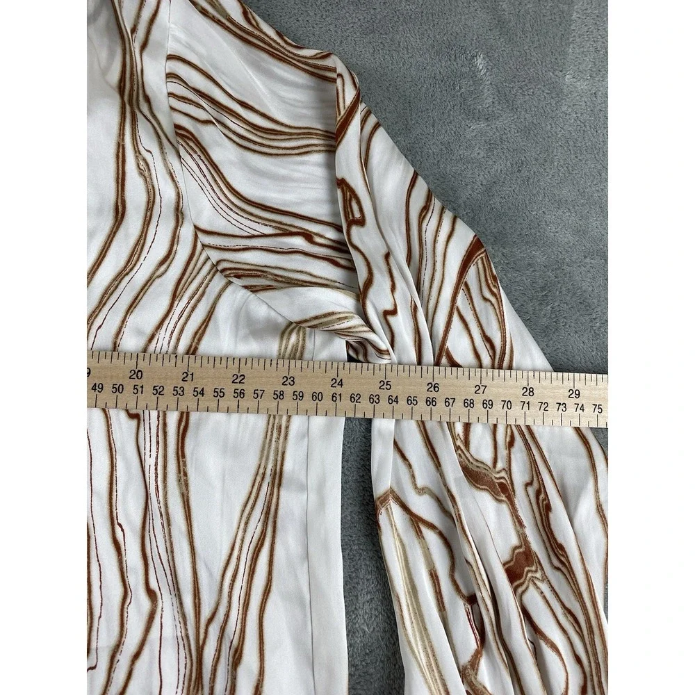 Worthington Women's Blouse XL Ivory Brown Button Up Casual C16